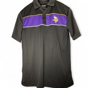 NFL Team Apparel Minnesota Vikings Polo Shirt Mens Large Purple‎ Black Large New